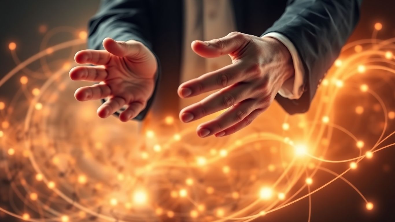 Abstract musical notes and neural network connections.