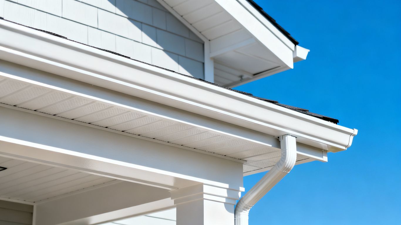 Close-up new soffit and fascia on modern house roofline