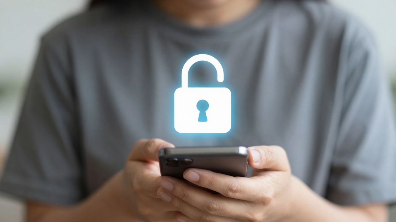 Digital lock icon on a smartphone screen.