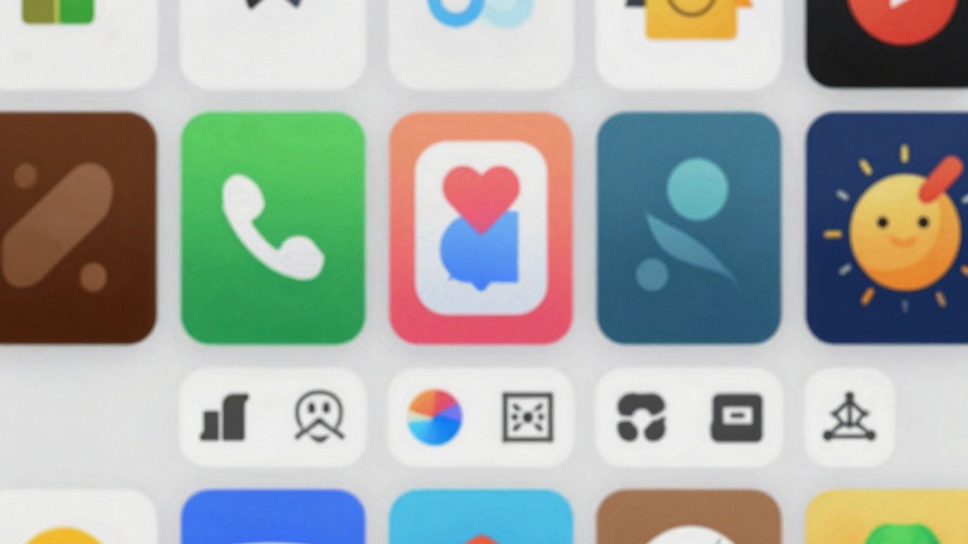 Icônes de CMS et éléments d'interface numérique.