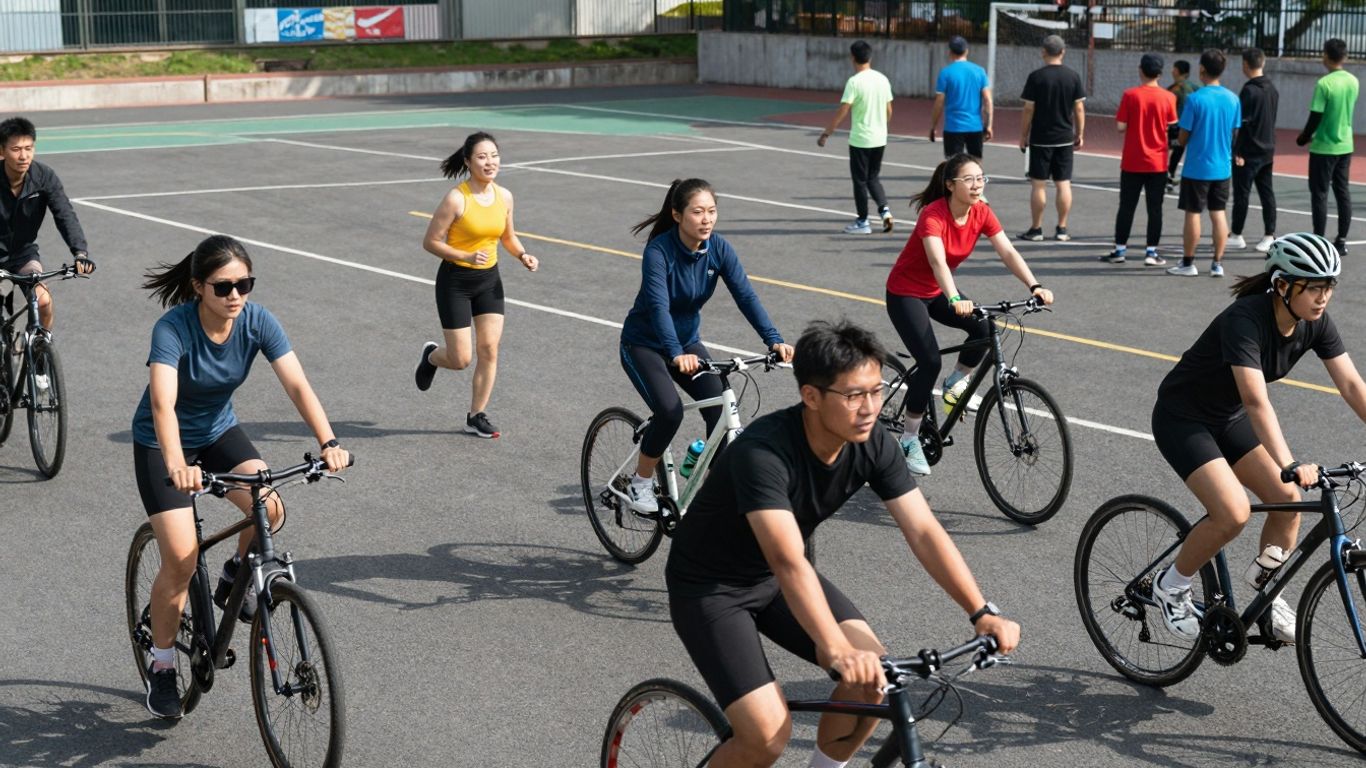 Oameni activi practicând sporturi în aer liber pentru sănătate.