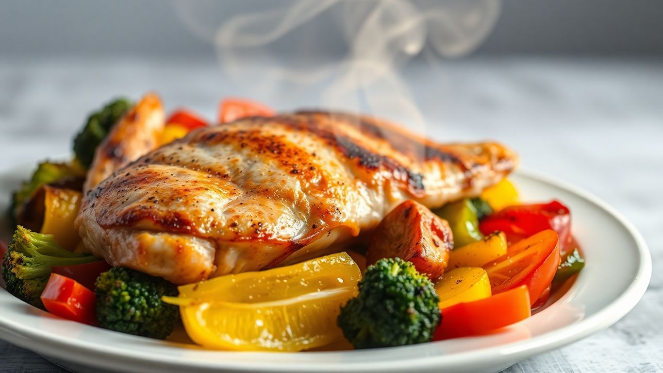Healthy high-protein dinner with chicken and vegetables.