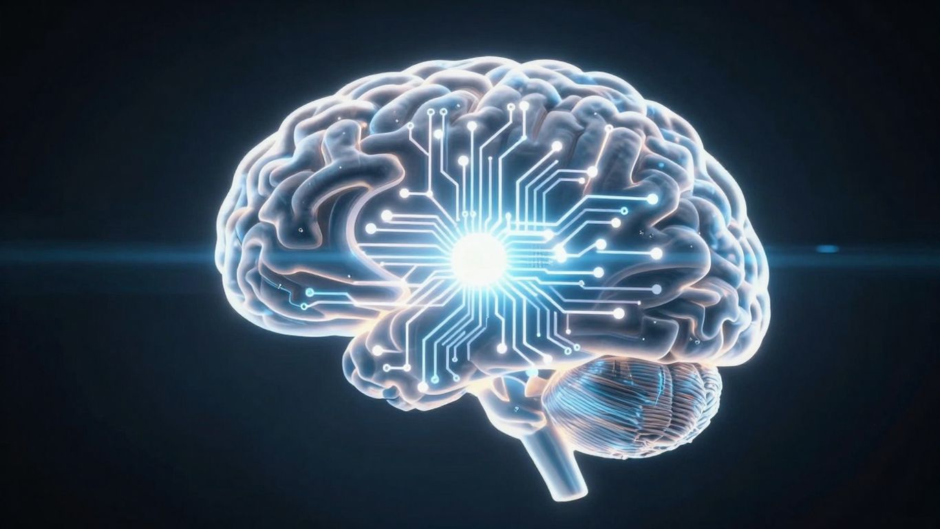 Cerveau lumineux avec circuits futuristes