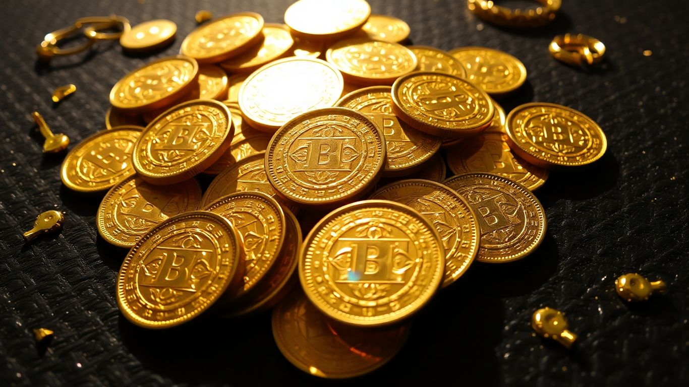 Pile of gold coins and jewelry