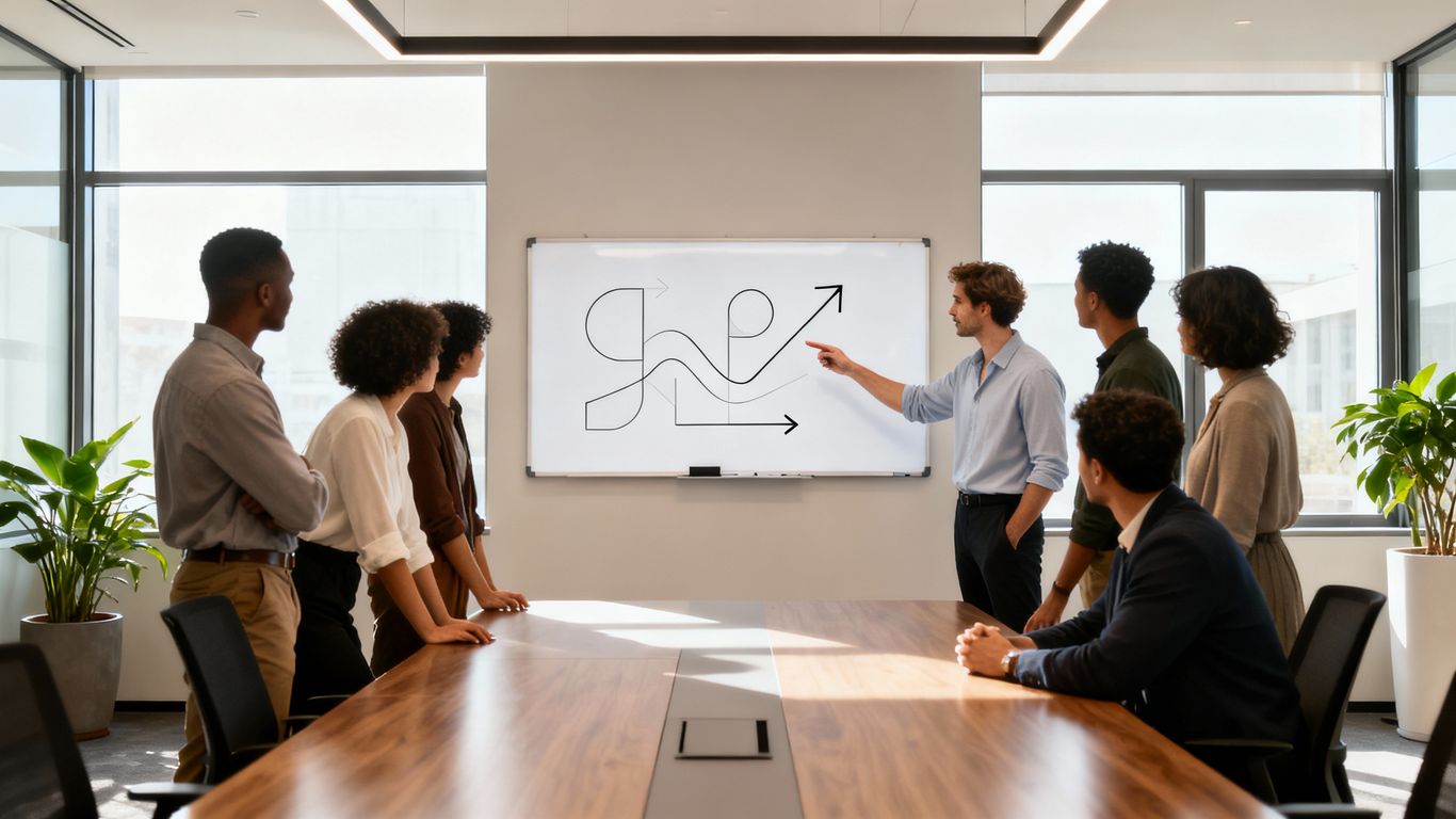 Team collaborating on a strategic analysis