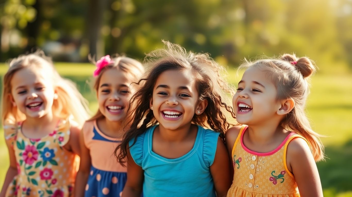 Glückliche Mädchen spielen im Freien