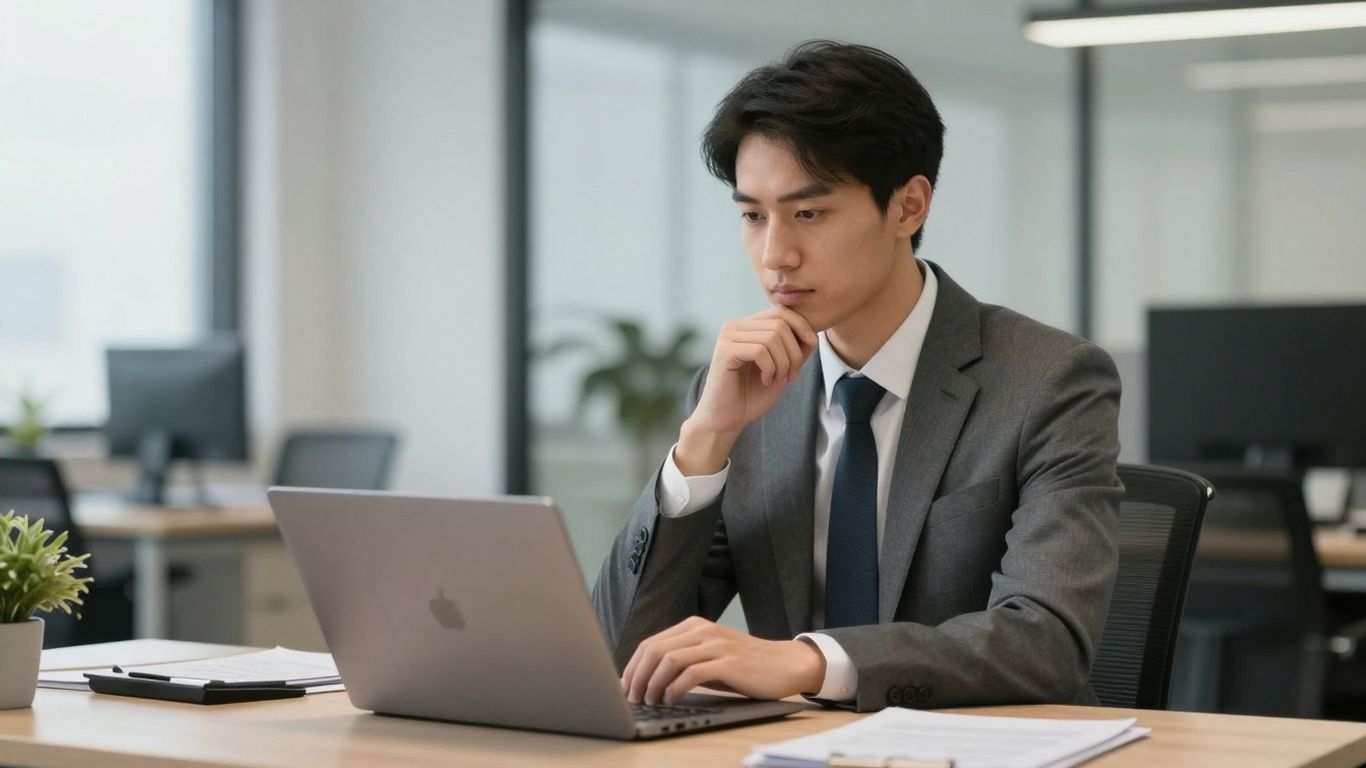 Person working efficiently at a modern desk.