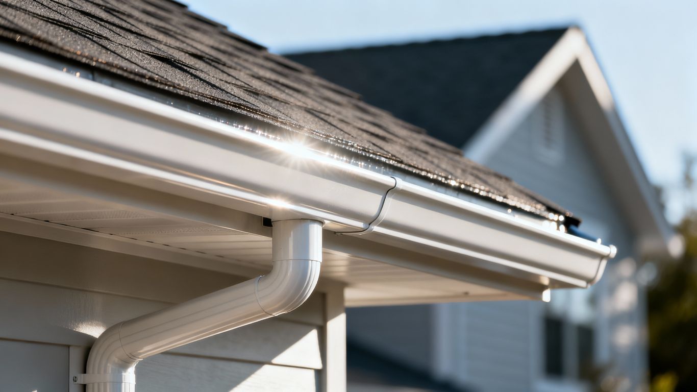 Modern gutter system on a house exterior.