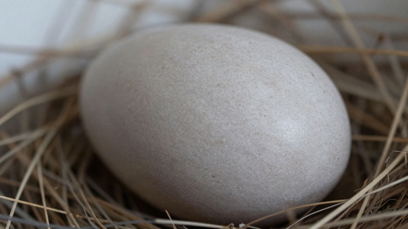 African Grey parrot egg in nesting material.