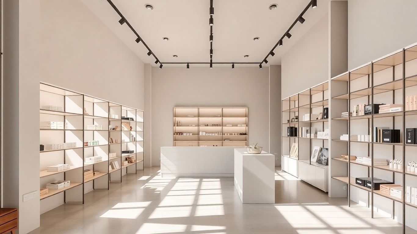 Agencement intérieur de magasin moderne à Paris.