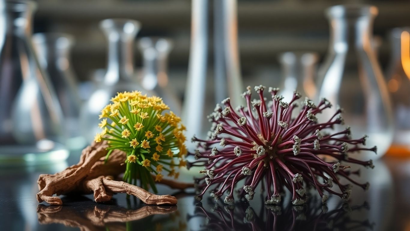 Rhodiola root with healthy cells in a laboratory setting