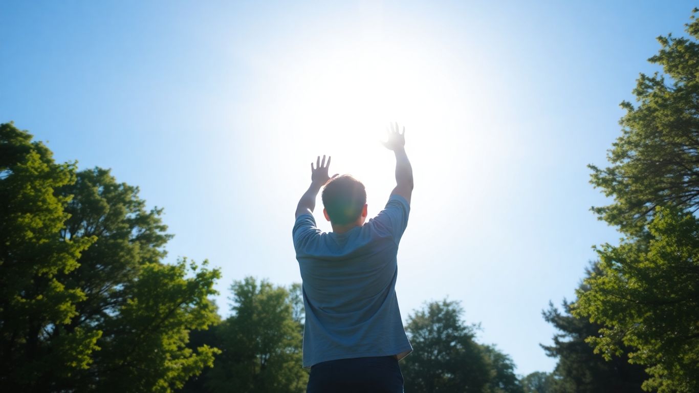 Person reaching for success and abundance