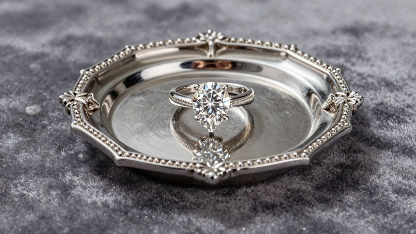 Custom engagement ring platter with intricate design.
