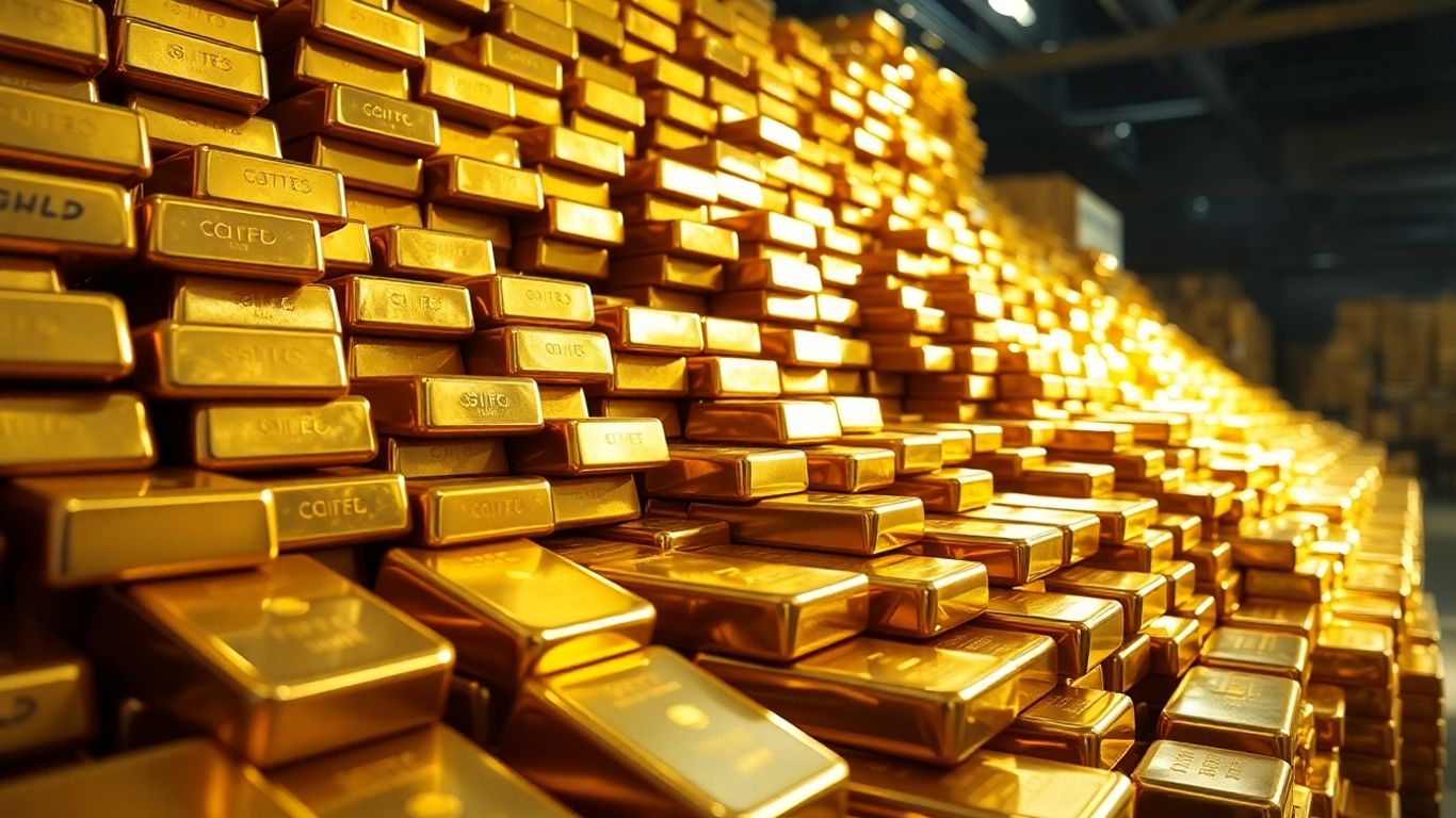 金條堆放在金庫中。