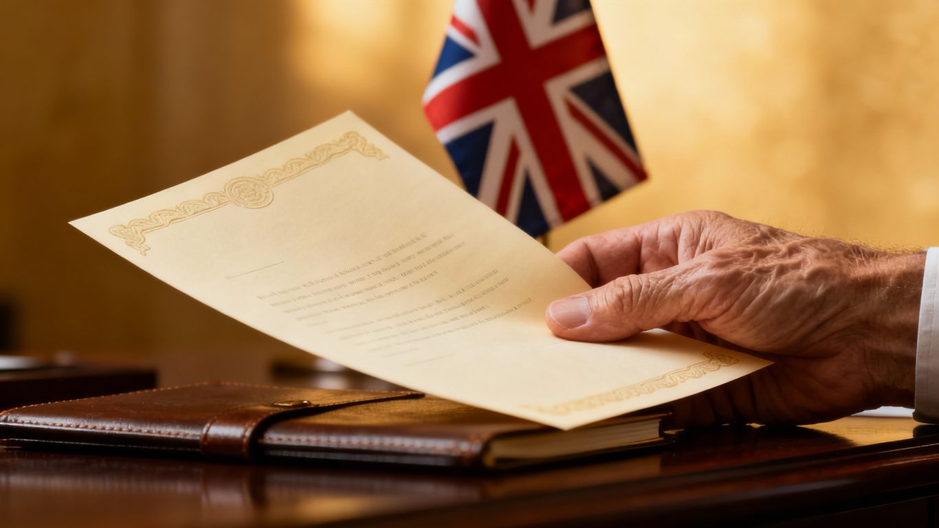 Will template document with UK flag background.