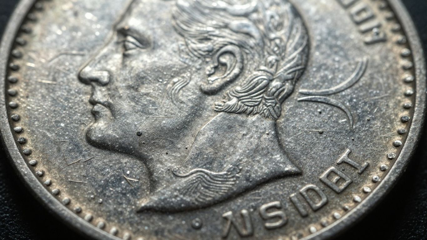 Close-up of coin surface with visible bag marks.