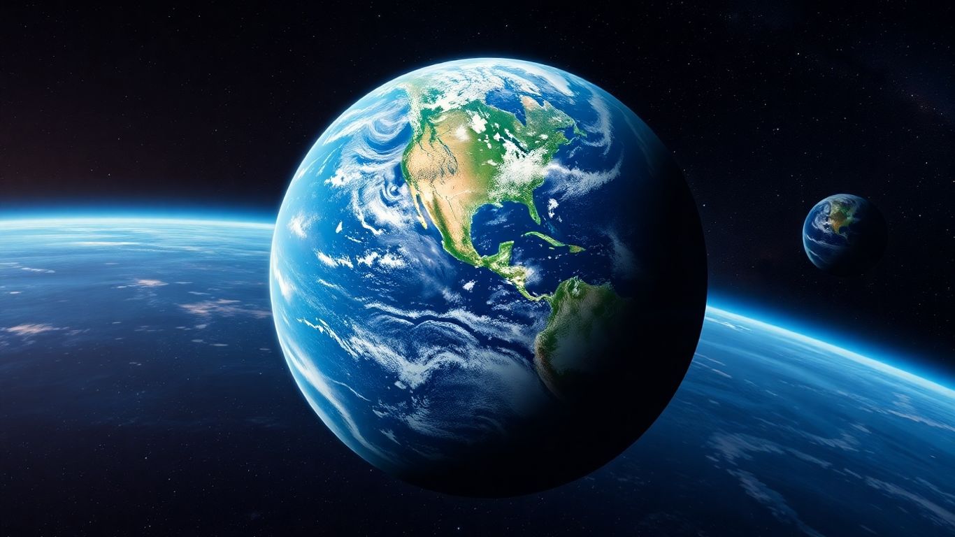 Earth zooming out from space photographic image.
