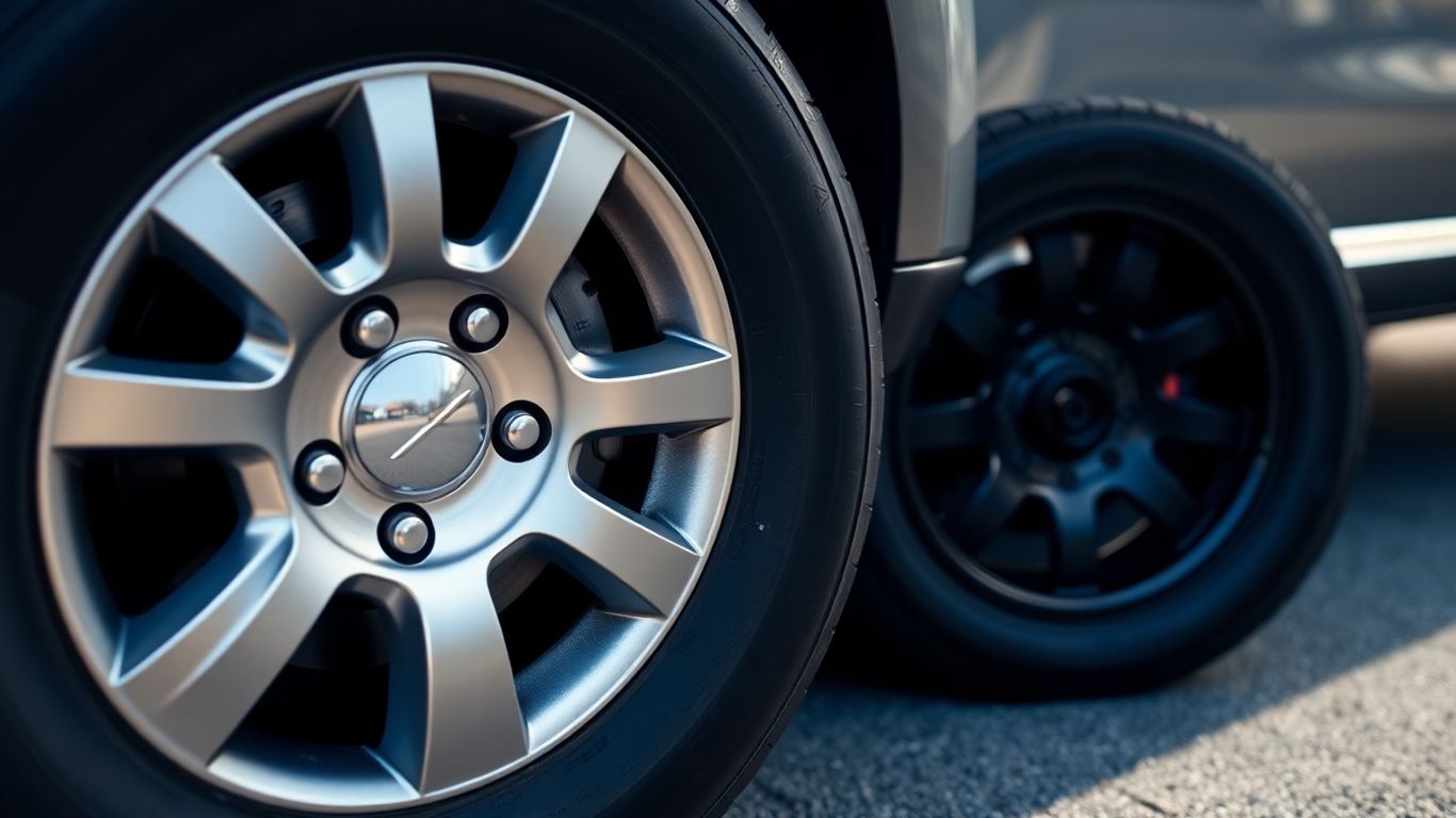 Car wheel with and without custom tire caps.
