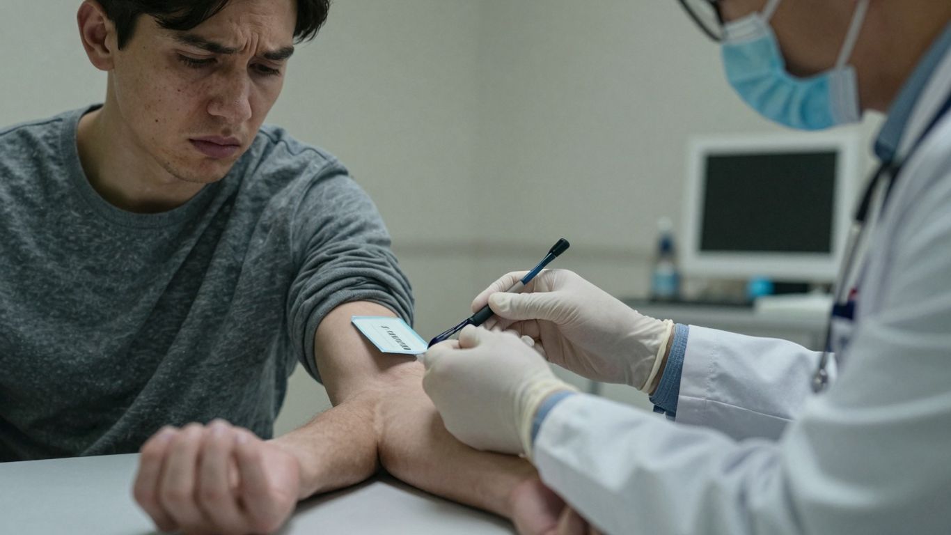 Worried patient before a blood test
