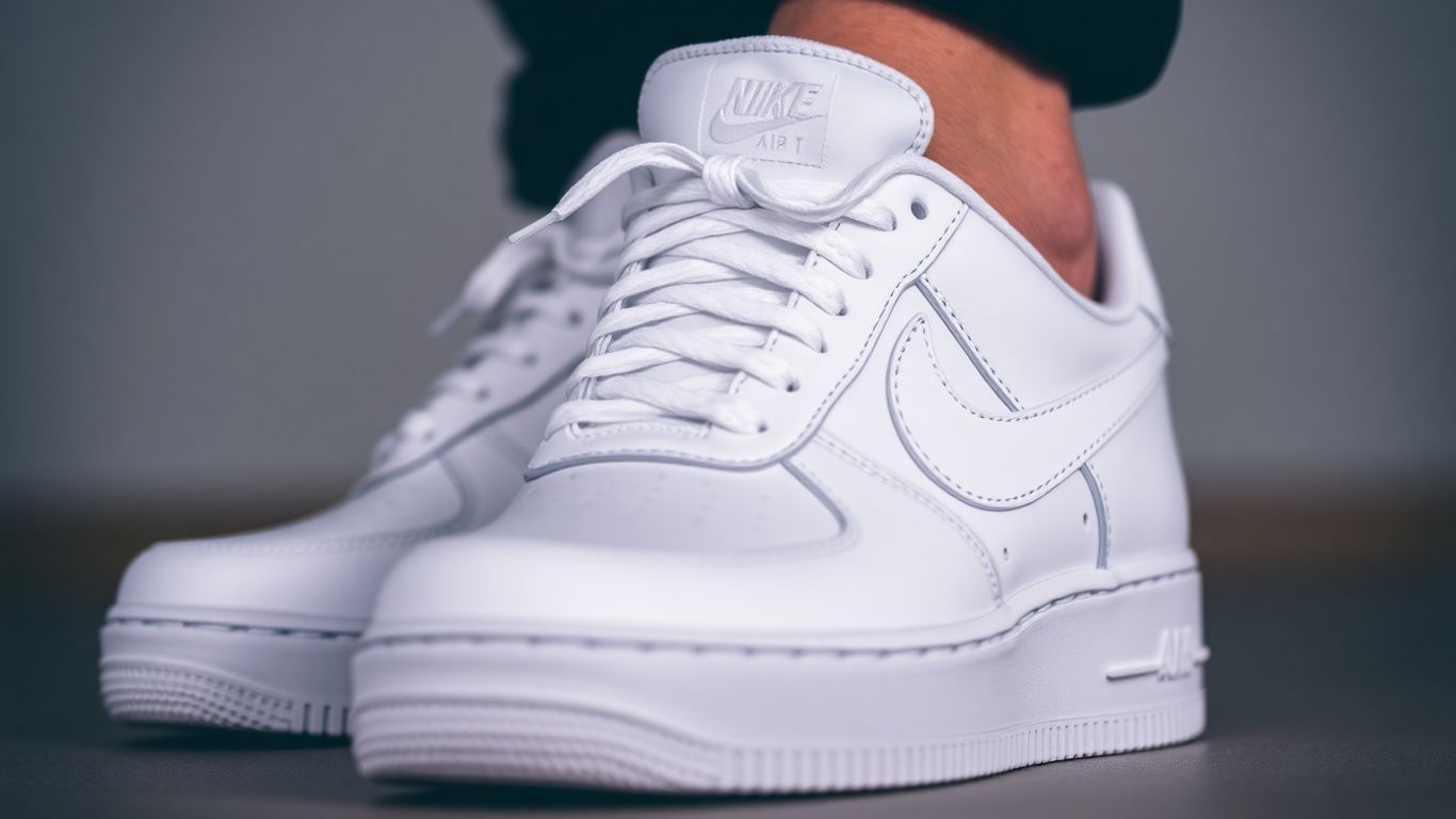 Pantofi sport Nike Air Force 1 clasici, albi.