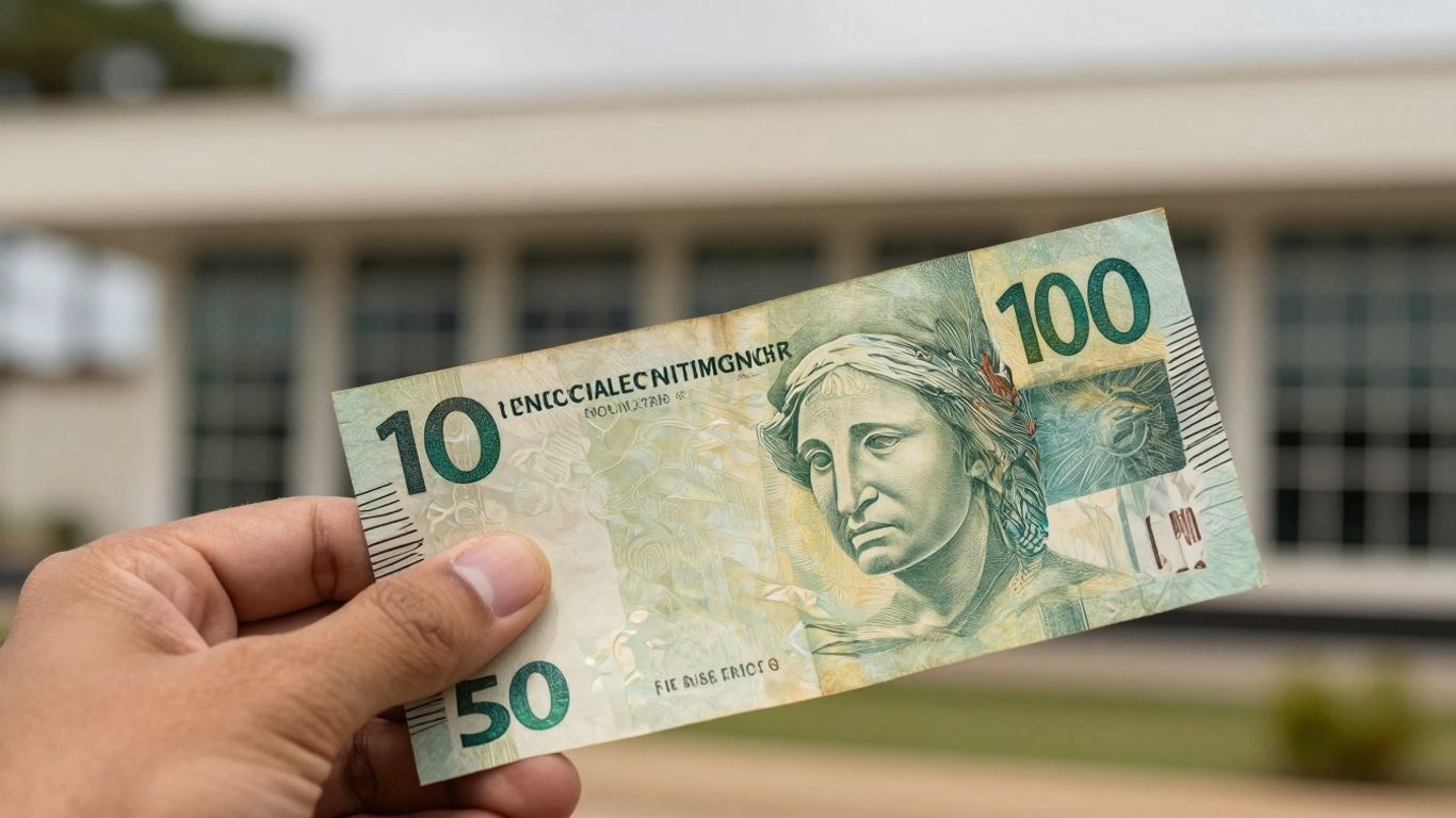 Mão segurando dinheiro do abono salarial PIS/PASEP