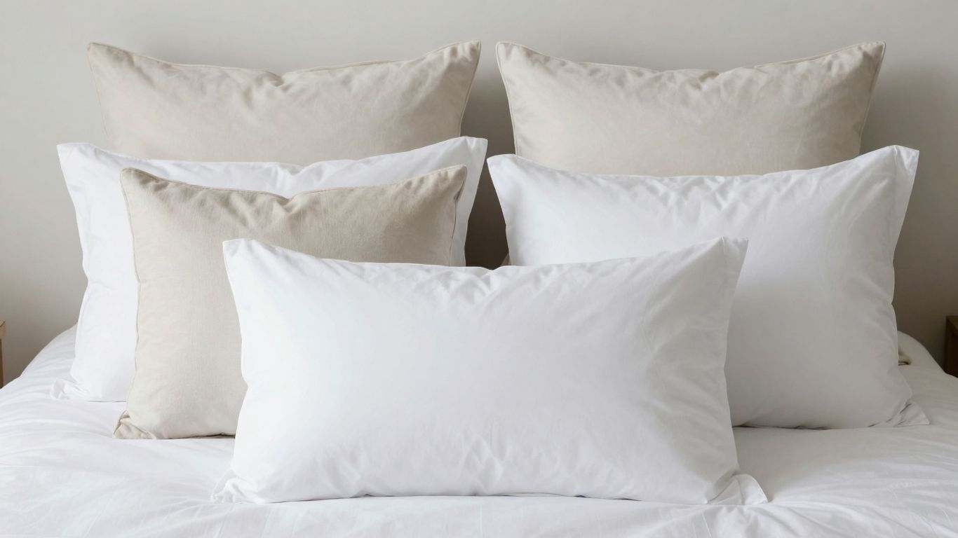Various pillow sizes on a neatly made bed.