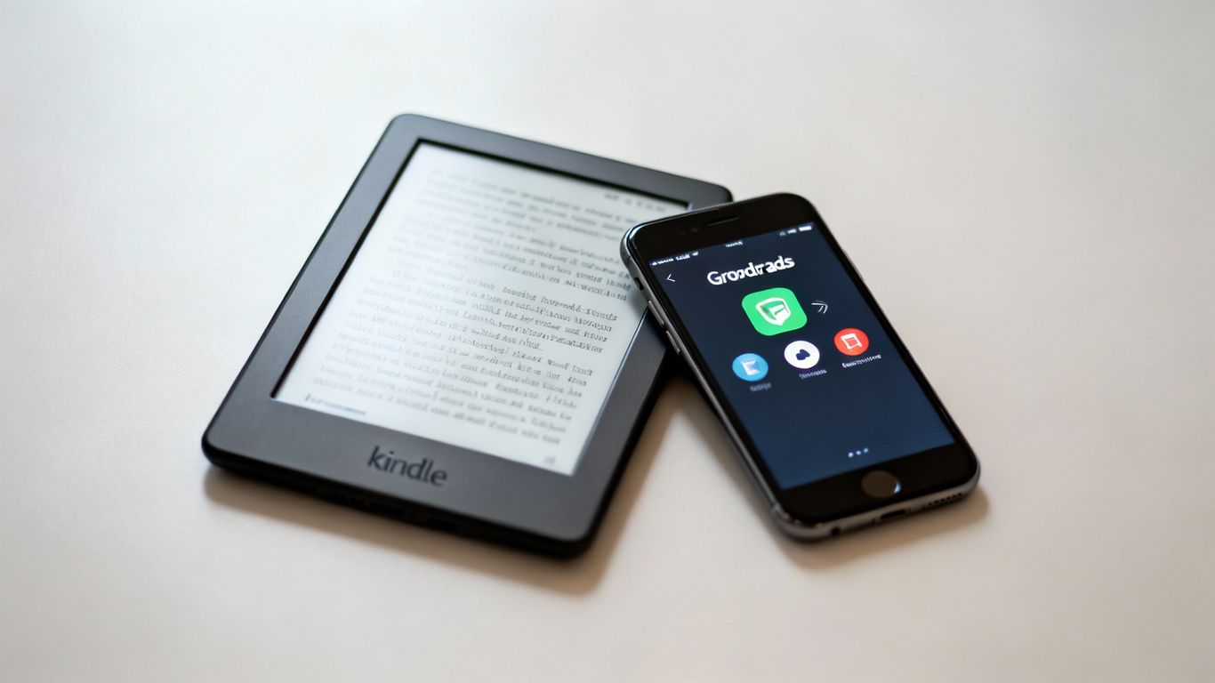 Kindle and Goodreads app on phone connected