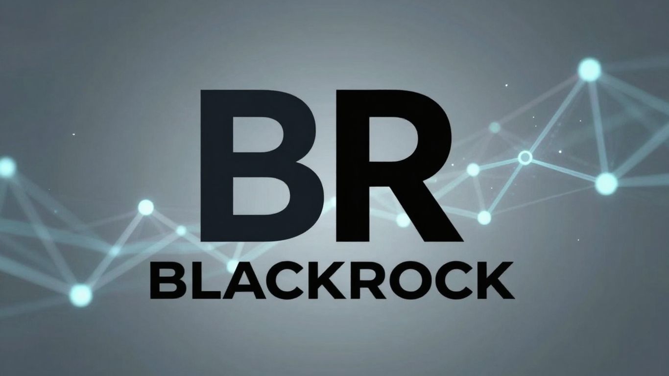 BlackRock logo with digital currency elements.