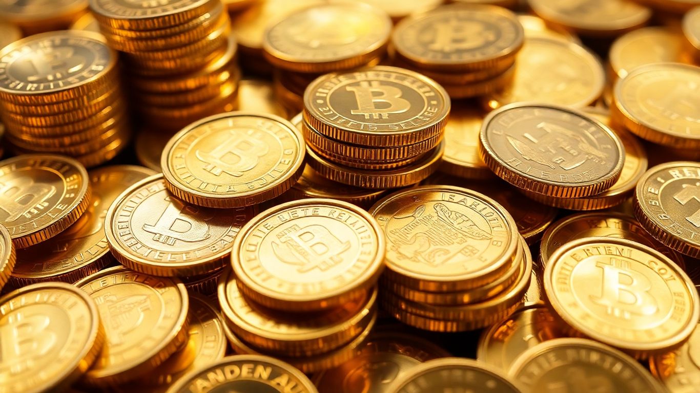 Pile of shiny gold coins