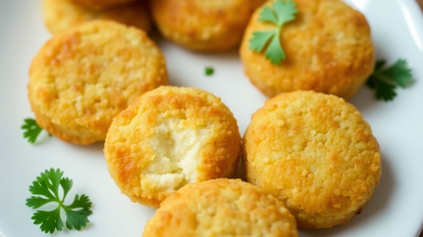 Croquete de frango fit dourado e crocante em prato branco.