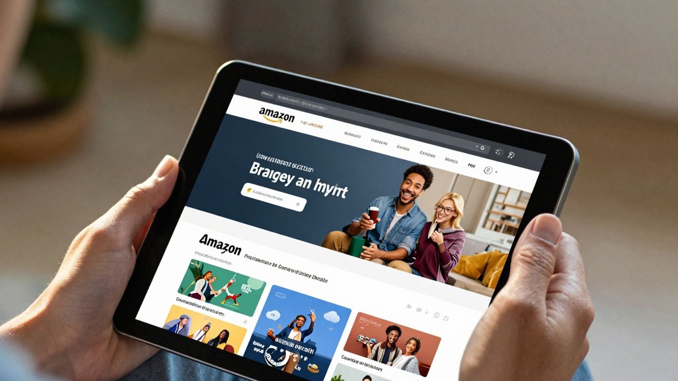 Amazon advertising dashboard on a tablet screen.