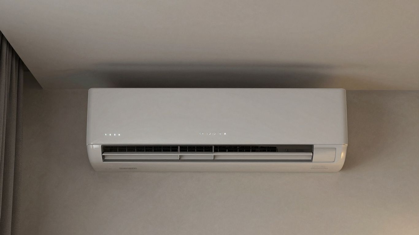 Kombigerät Heizung und Klimaanlage an einer Wand.