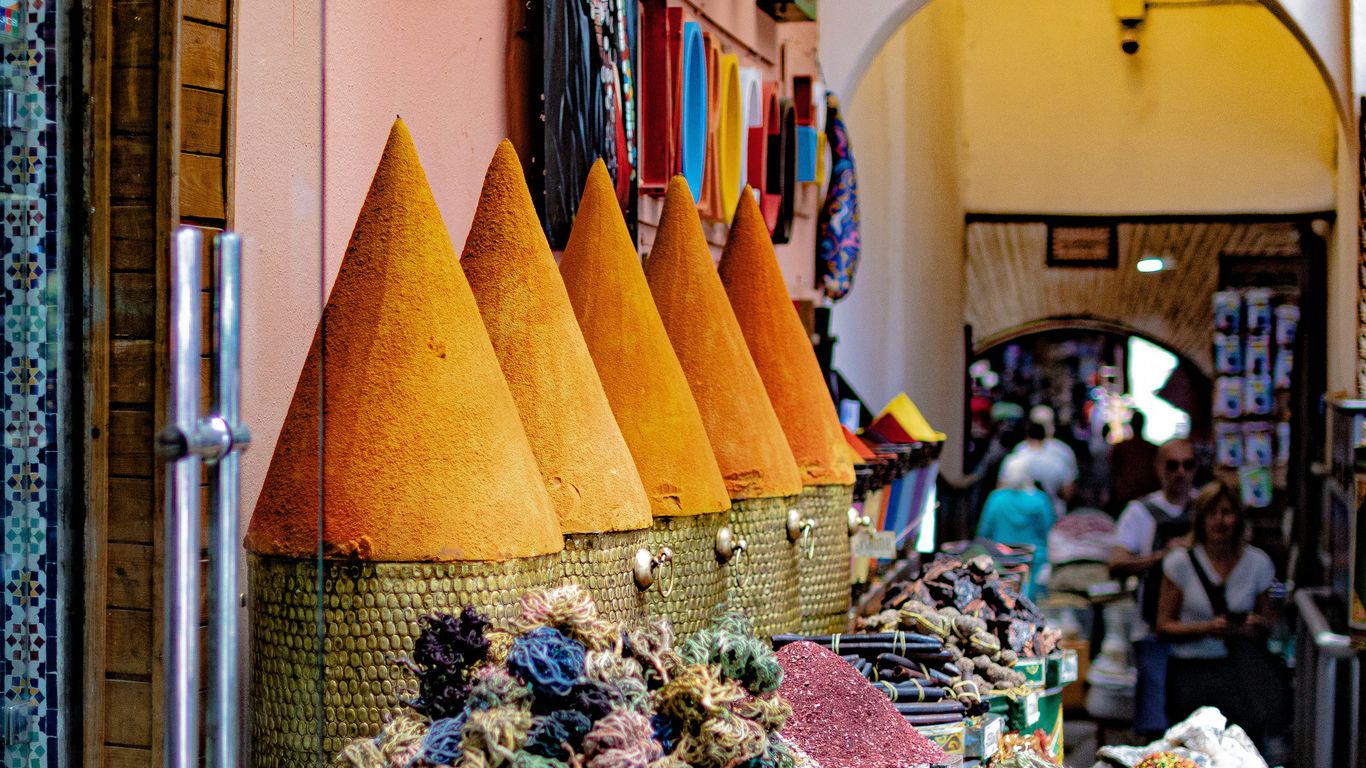 a group of baskets filled with lots of food