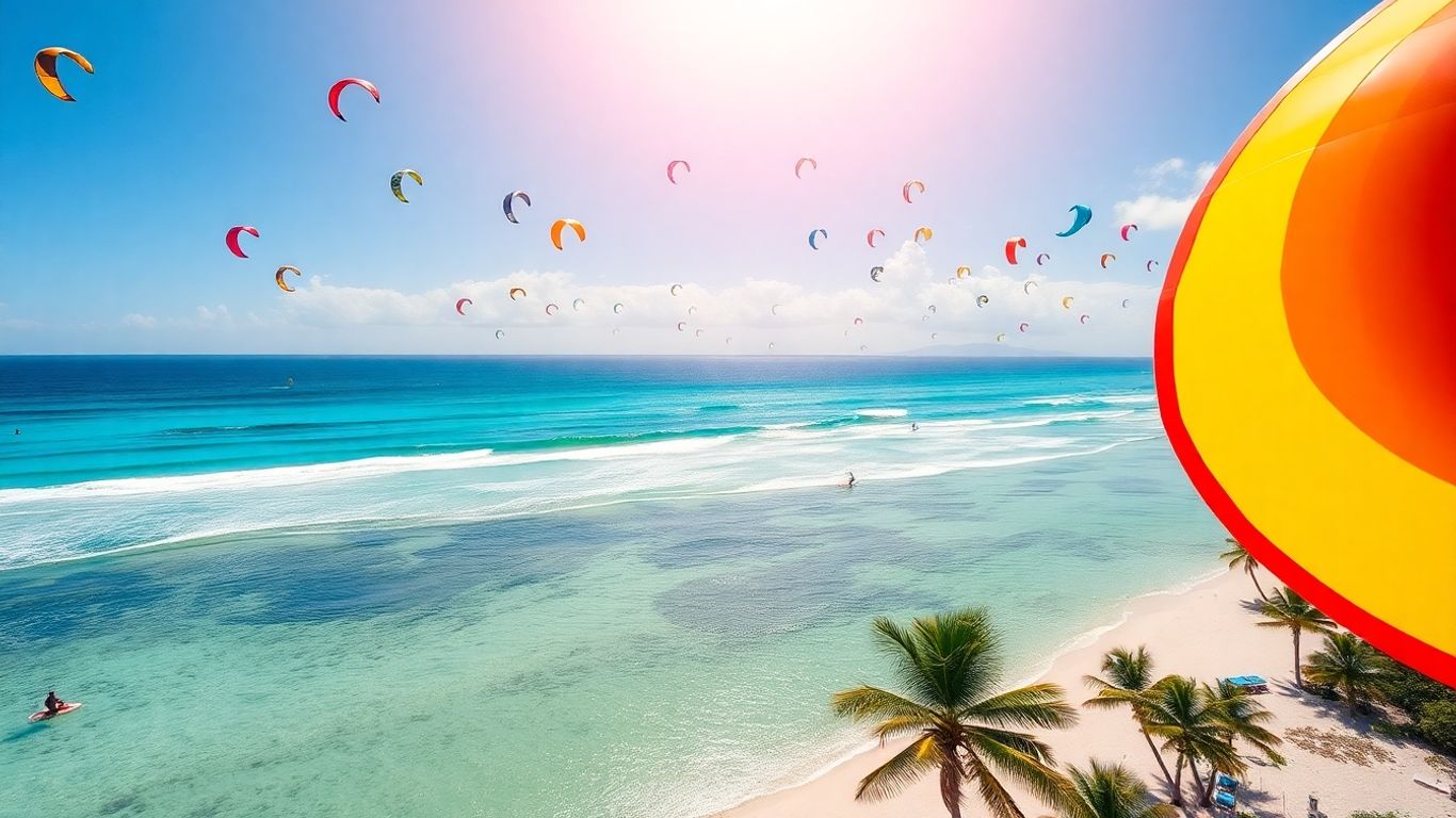 Boracay, Filipiny - plaża z latawcami i turkusową wodą.