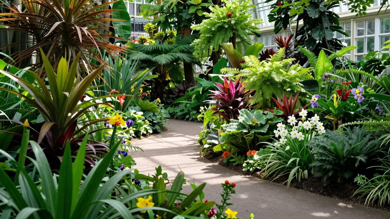 Groene oase met exotische planten en bloemen in Botanische Tuin Delft.