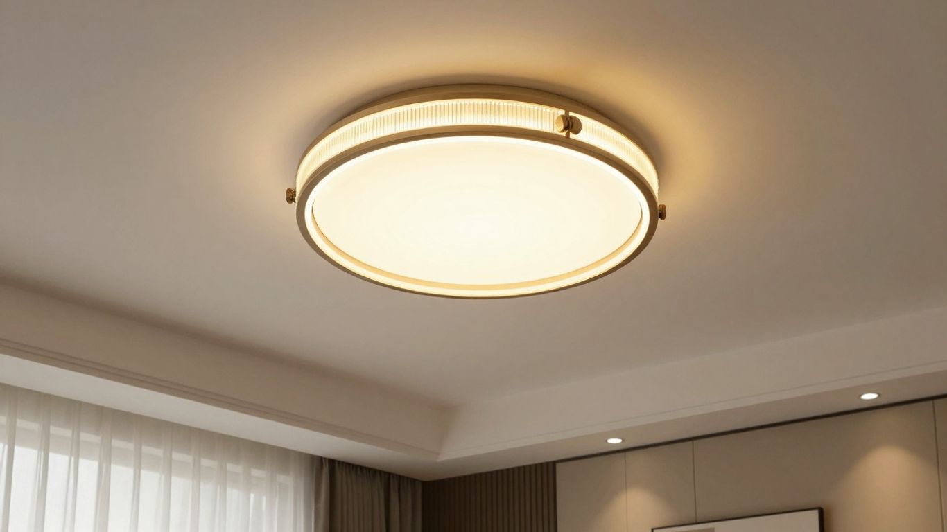 Elegant bedroom ceiling light fixture illuminating a cozy room.