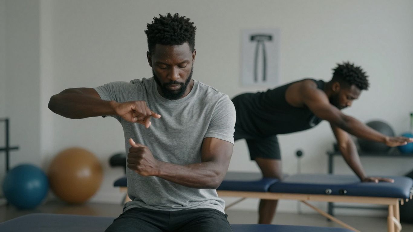 Person in physical therapy for spinal cord injury recovery.