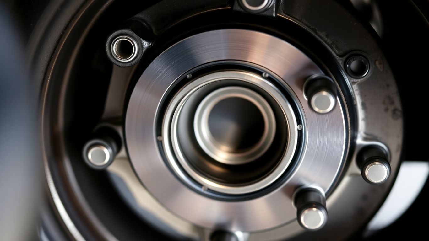 Close-up of a car wheel hub assembly.