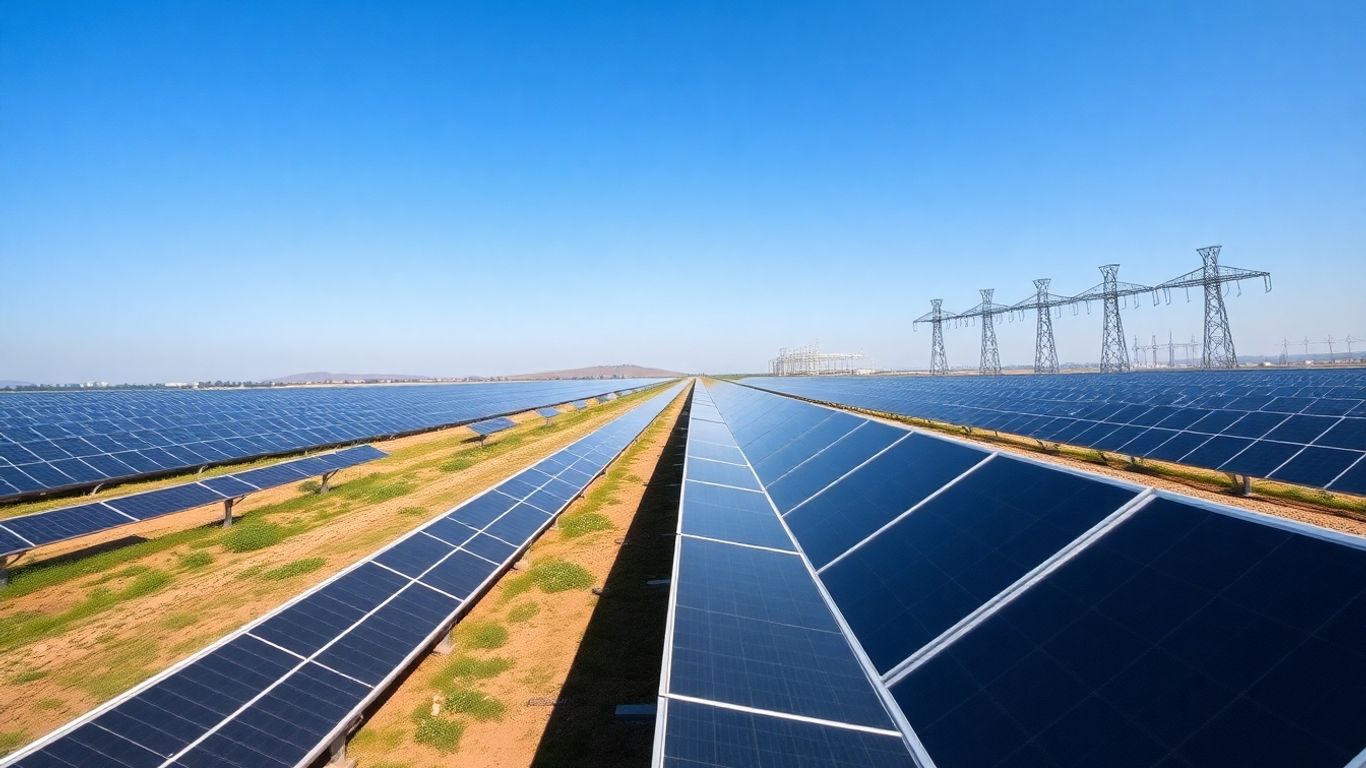 Panneaux solaires et infrastructure électrique connectée
