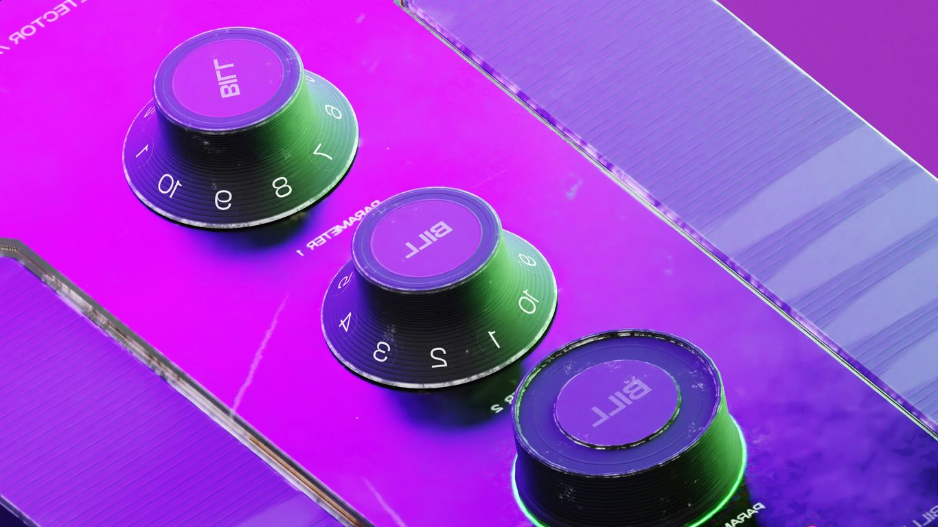 Three green knobs on a control panel