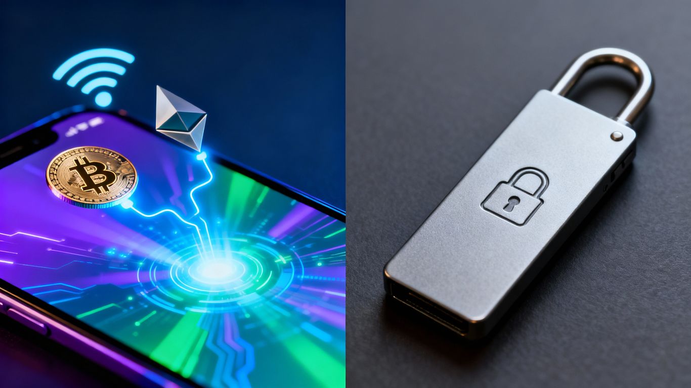 Hot and cold crypto wallets side-by-side comparison.