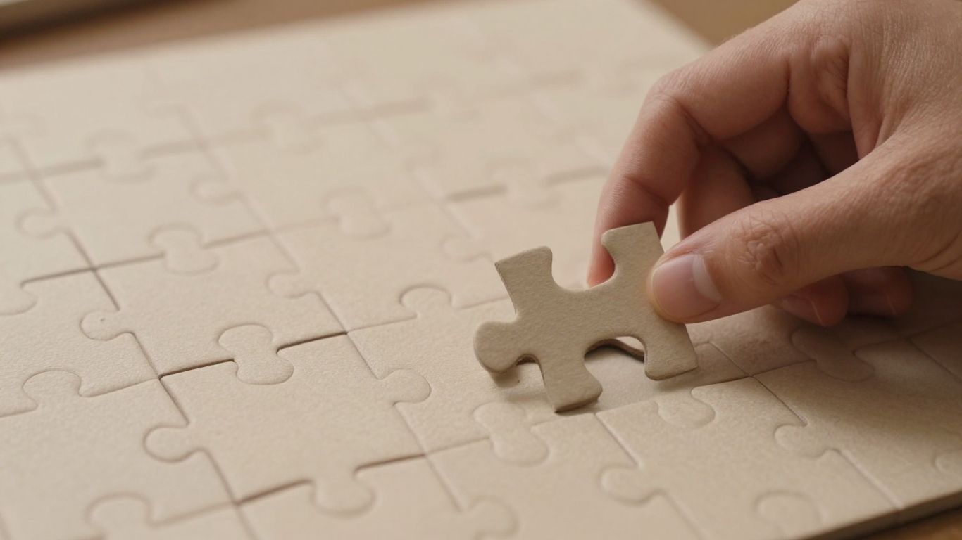 Hand completing a puzzle, symbolizing trust and resolution.