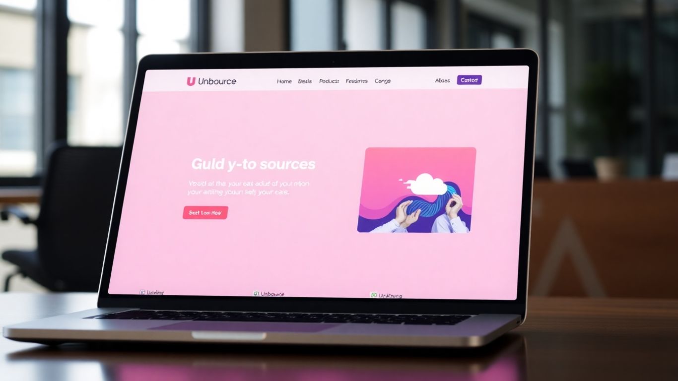 Unbounce landing page design on a laptop screen.