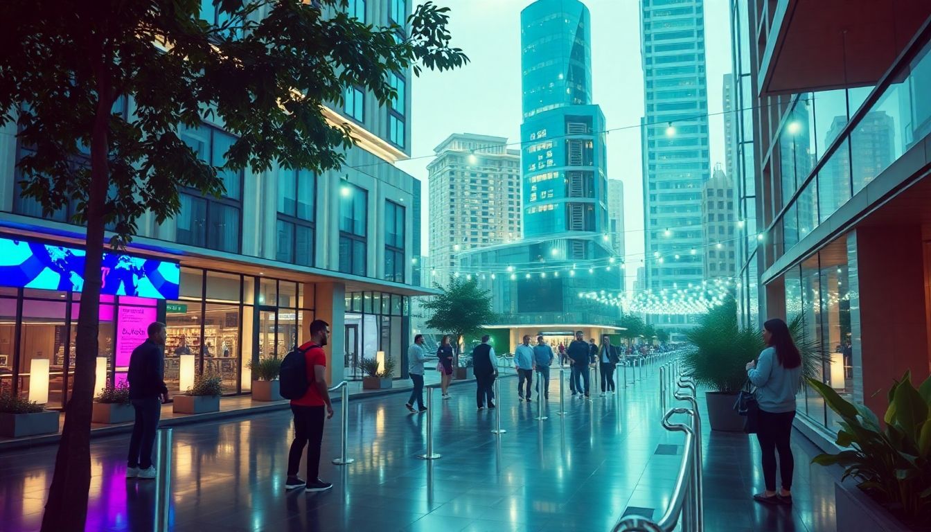 Diversas fintechs brasileiras inovadoras conectando pessoas e tecnologias financeiras em ambientes urbanos modernos