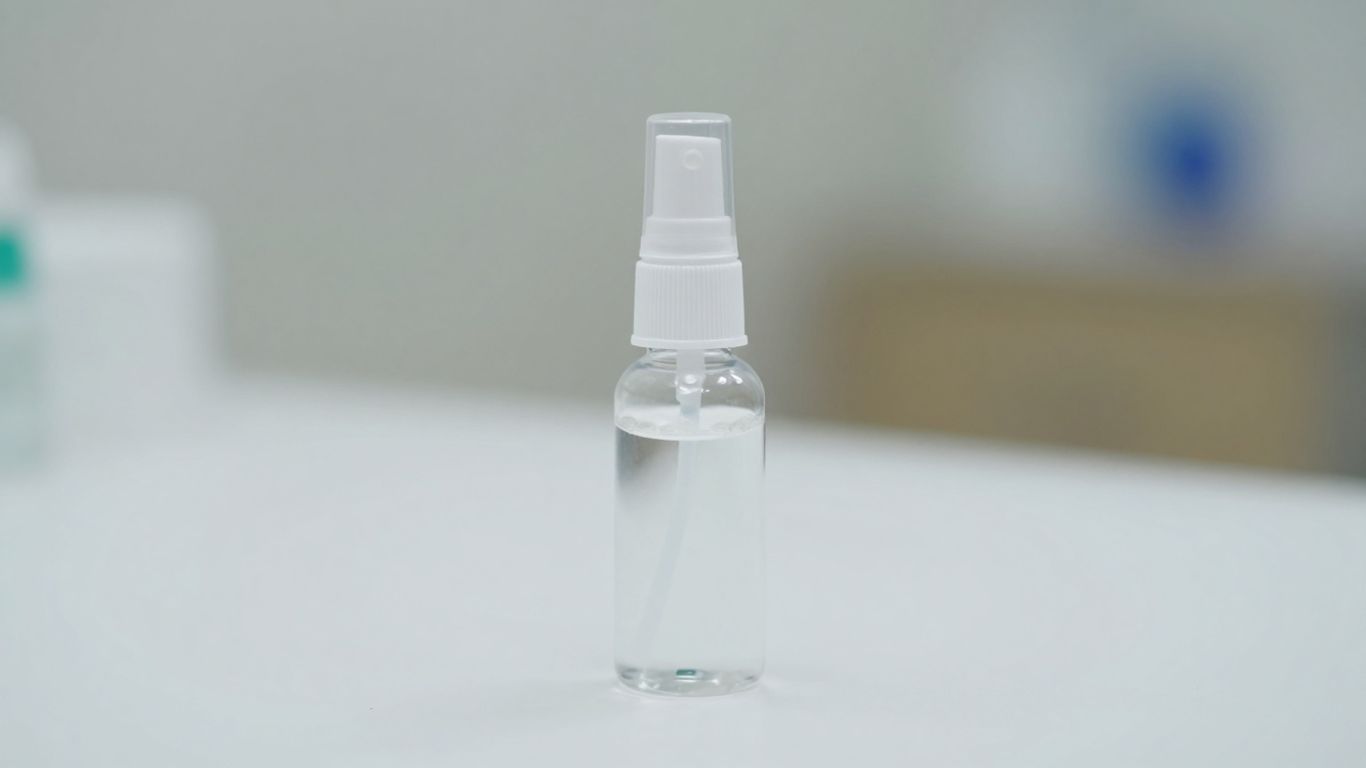 Ketamine spray bottle in a clinical setting.