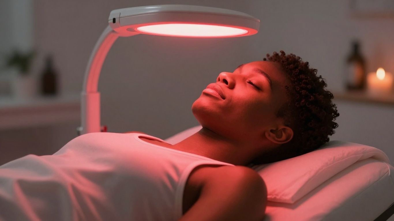 Red light therapy session in a wellness center.