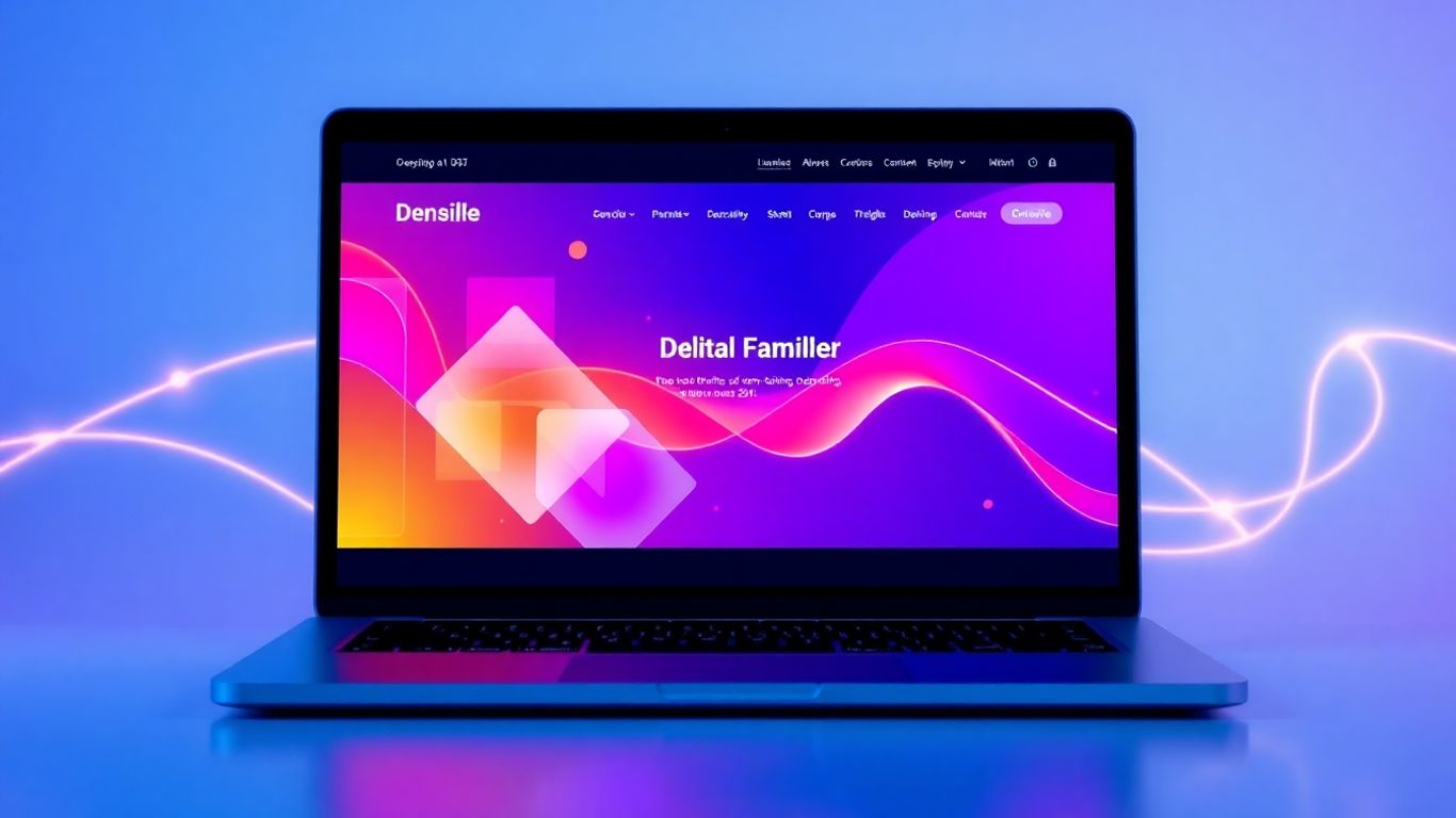 Modern website design on a laptop screen.