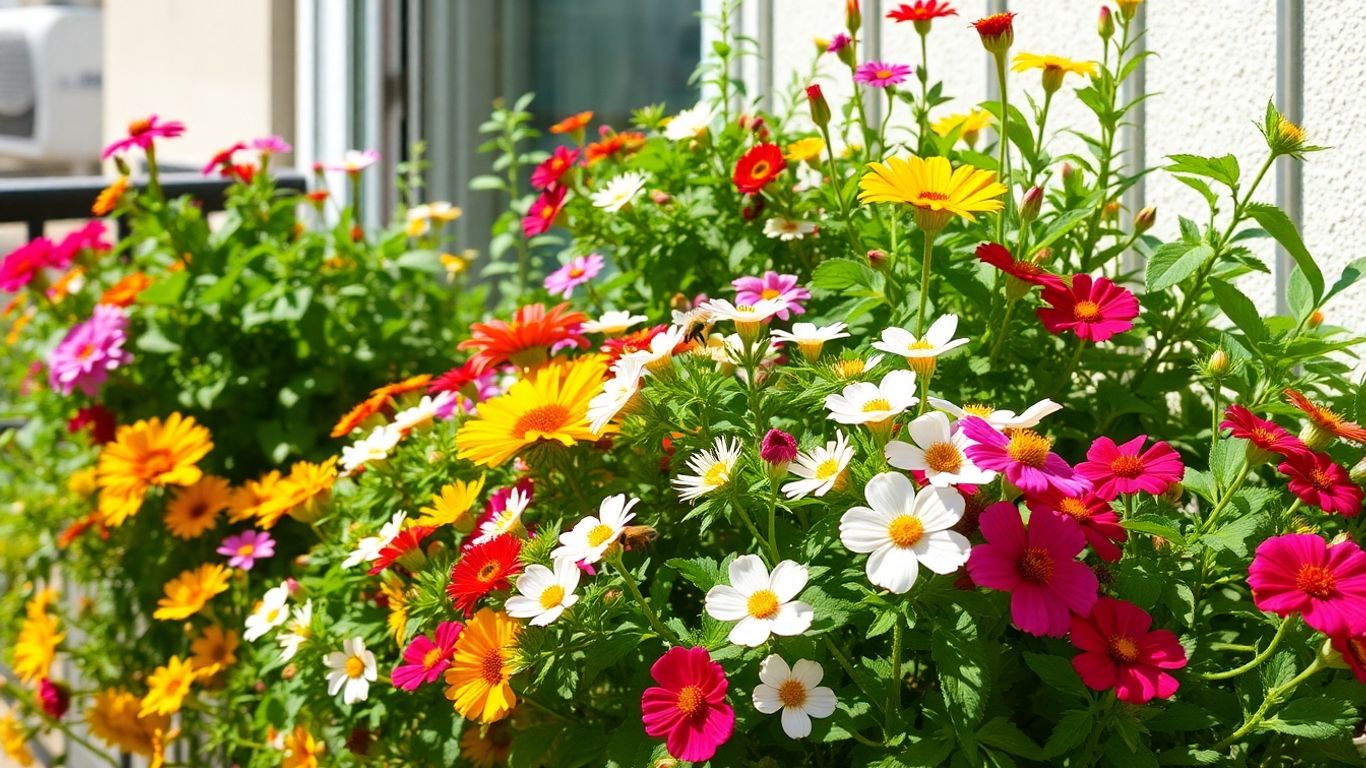 Albine pe flori comestibile pe un balcon însorit.