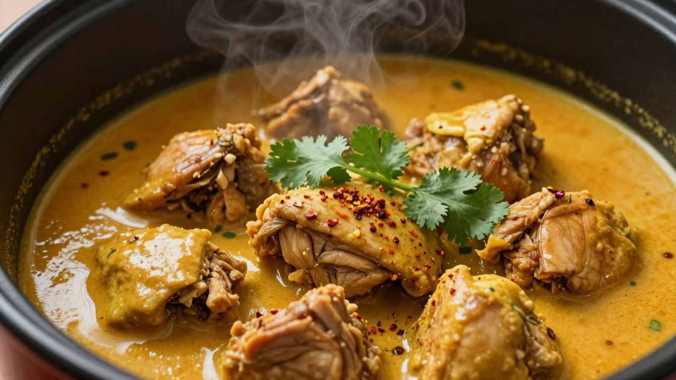 Crock Pot chicken curry with cilantro garnish.