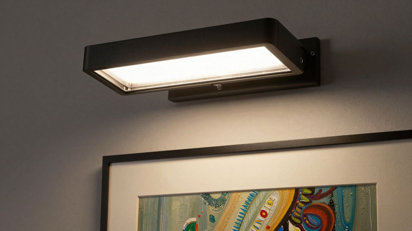 LED picture light illuminating artwork